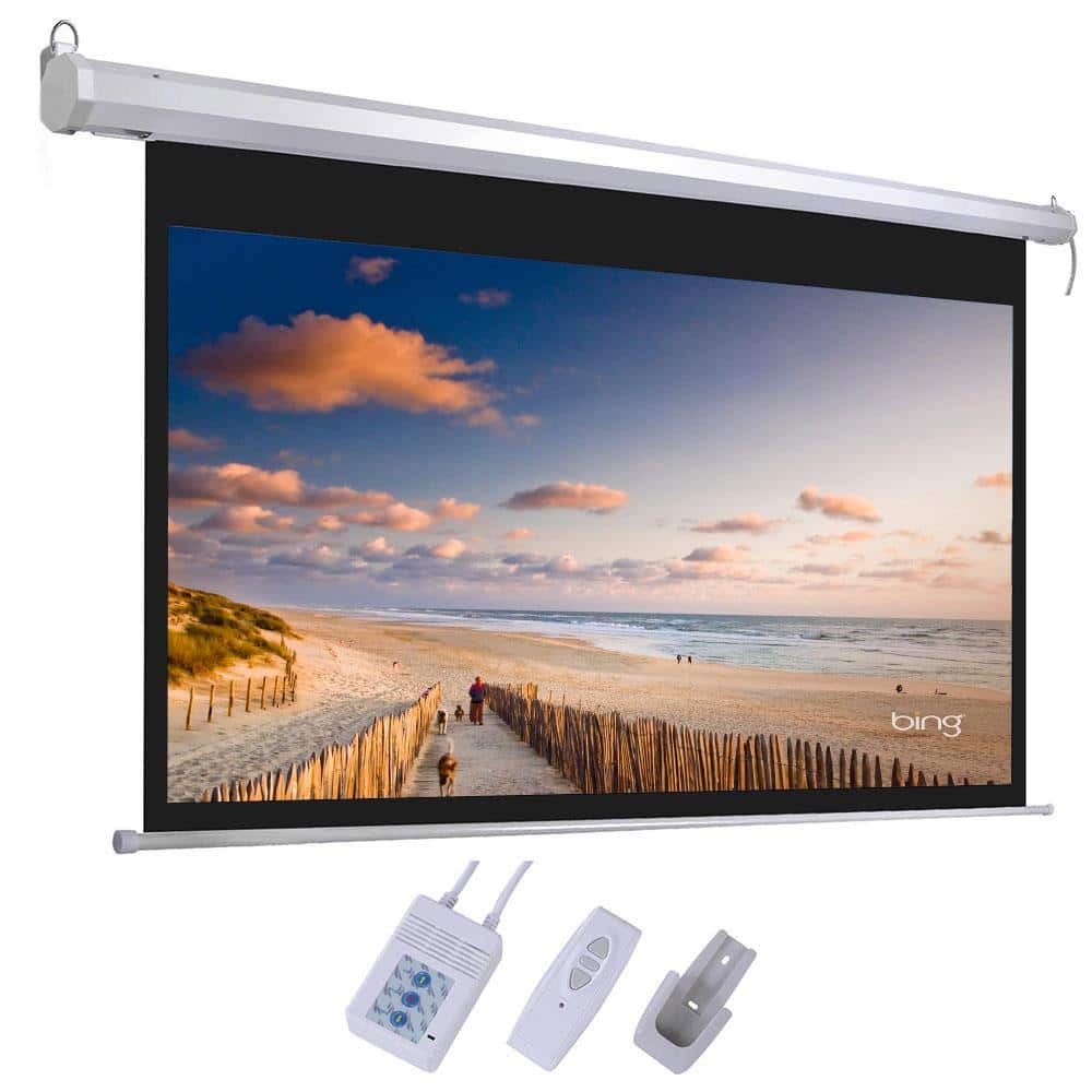 Winado - 92" inch 16:9 HD Electric Motorized Projector Screen Projection Remote Control - Matte White