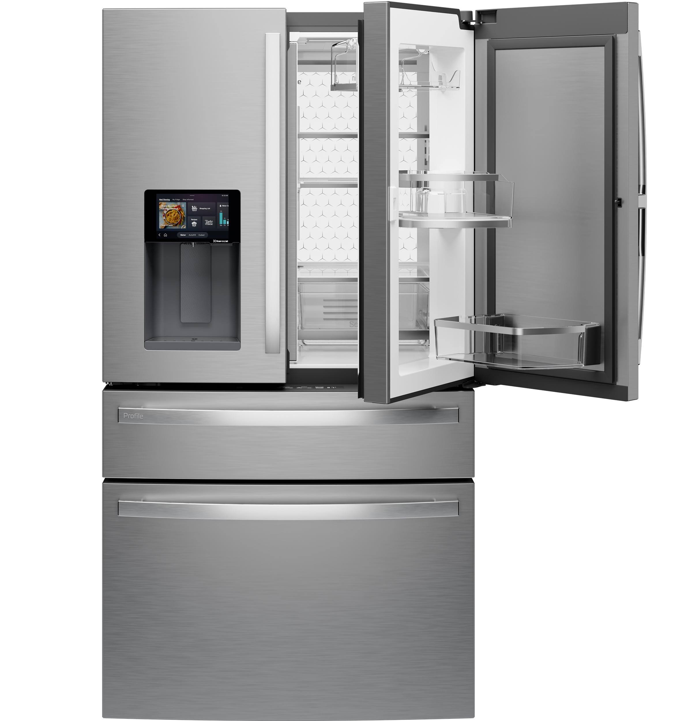 Alt View 29. GE Profile - 22.43 Cu. Ft. Smart Counter-Depth 4-Door French Door Refrigerator with Energy Star and Kitchen Assistant - Stainless Steel.