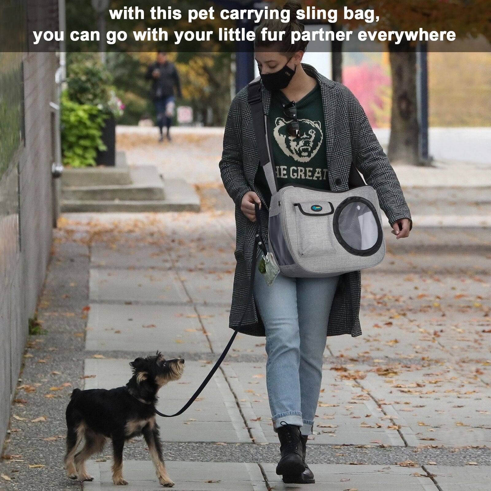 with this pet carrying sling bag, you can go with your little fur partner everywhere