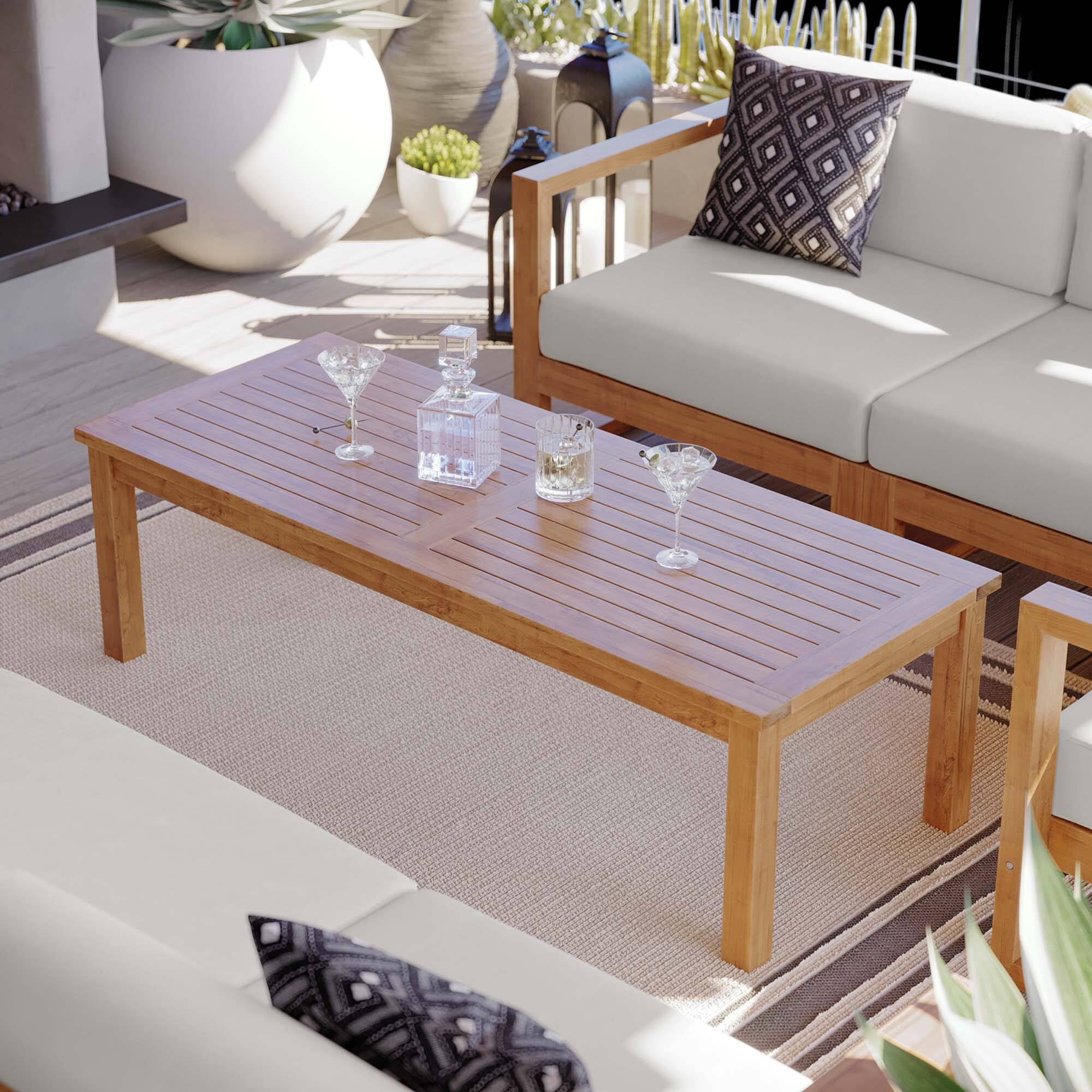 Front. Modway - Upland Outdoor Patio Teak Wood Coffee Table by Modway - Natural.