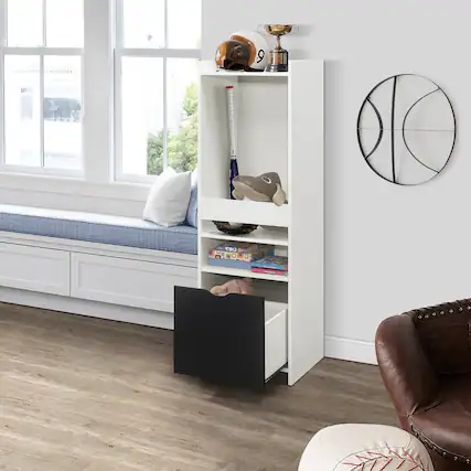 Front. Kings Brand Furniture - Kings Brand Furniture Anne 2-Shelf Kids Bookshelf Bookcase with Drawer, Toy Storage Playroom Organizer - White.