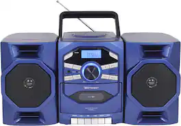Emerson - Portable CD Player Boombox with Cassette Player, AM/FM Radio, MP3 AUX Input, Detachable Speakers (EPB-4000-BL) - Blue