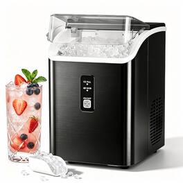 Electactic - Portable Countertop Nugget Ice Maker 35 lbs/24h Self-Cleaning( stainless steel ) - Black