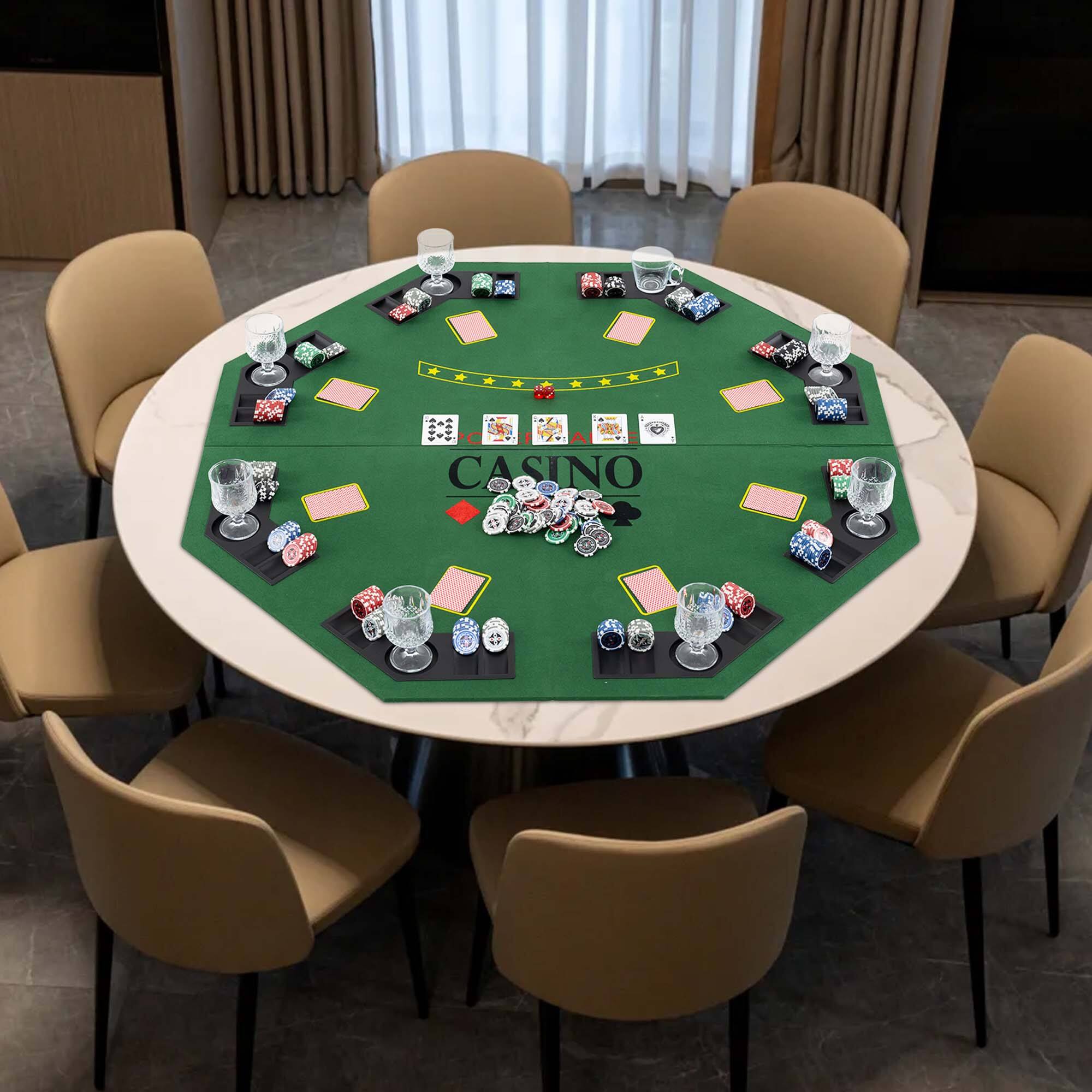 Alt View 2. Costway - Costway 48" Poker Table Top - 8 Player Foldable Texas Holdem Poker Table Topper - Green.