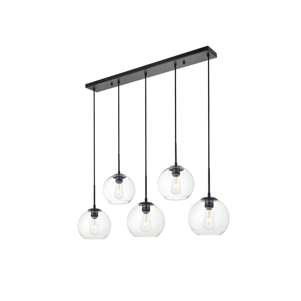 Alt View 2. Living District - Baxter 5 Lights Black Pendant With Clear Glass - Black And Clear.