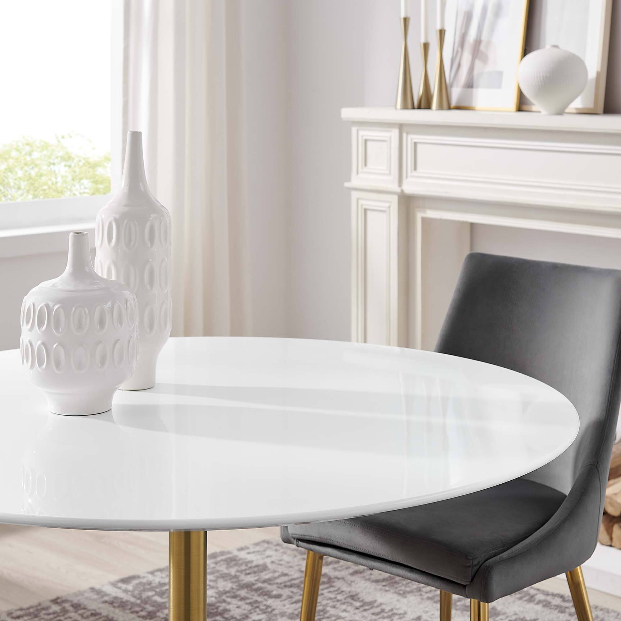 Alt View 5. Modway - Lippa 48" Round Wood Dining Table by Modway - Gold White.