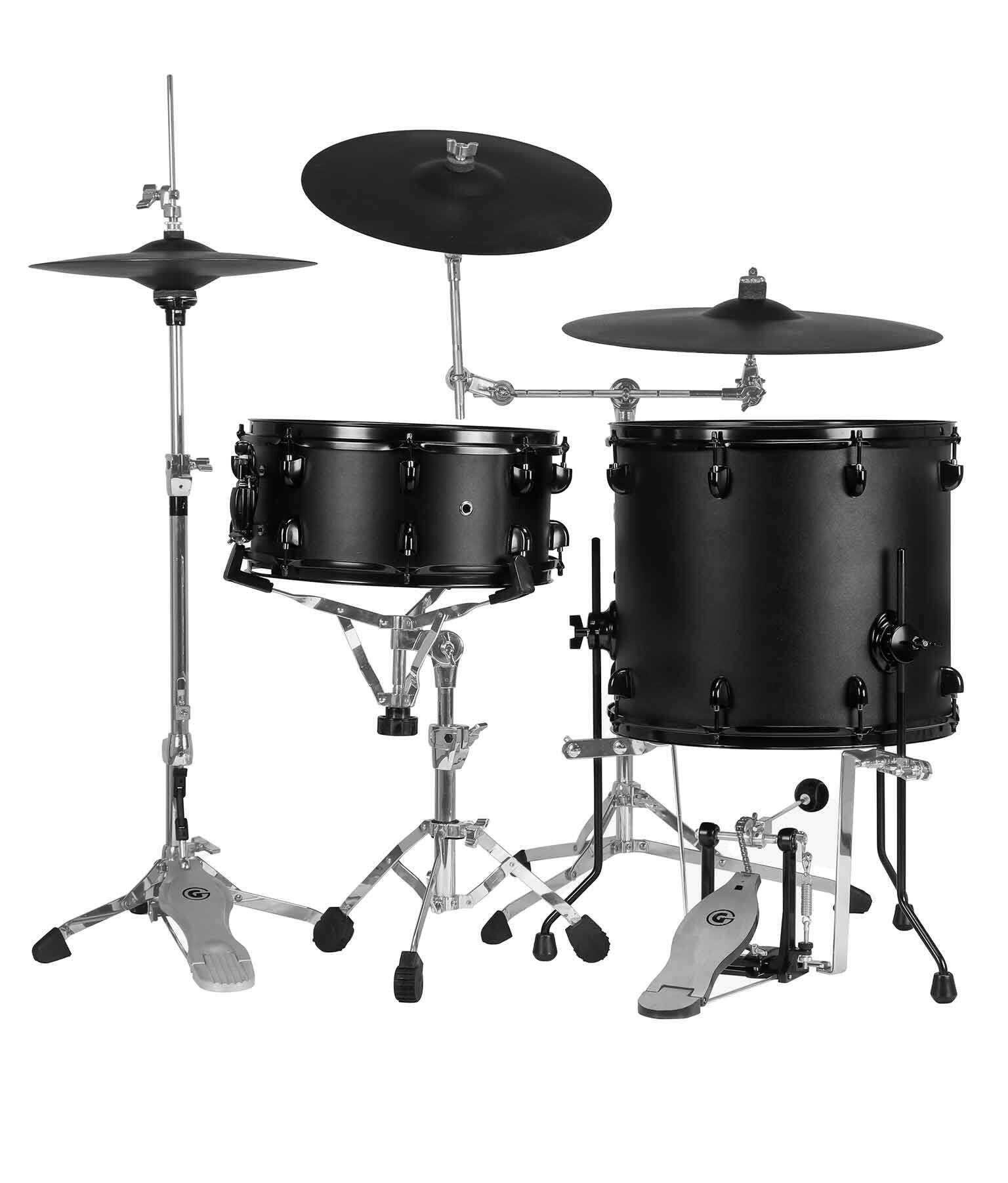 Left. Gibraltar Hardware - Floor Tom Cocktail Conversion Kit, Converts Floor Tom with Adjustable Pedal Mount and Single Chain Reversed Cam Pedal.