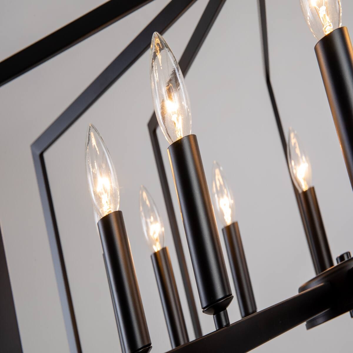 Alt View 7. Loheer - Loheer 12 Light Metal Lantern Chandelier Matte Black Tiered Pendant for Dining Room.