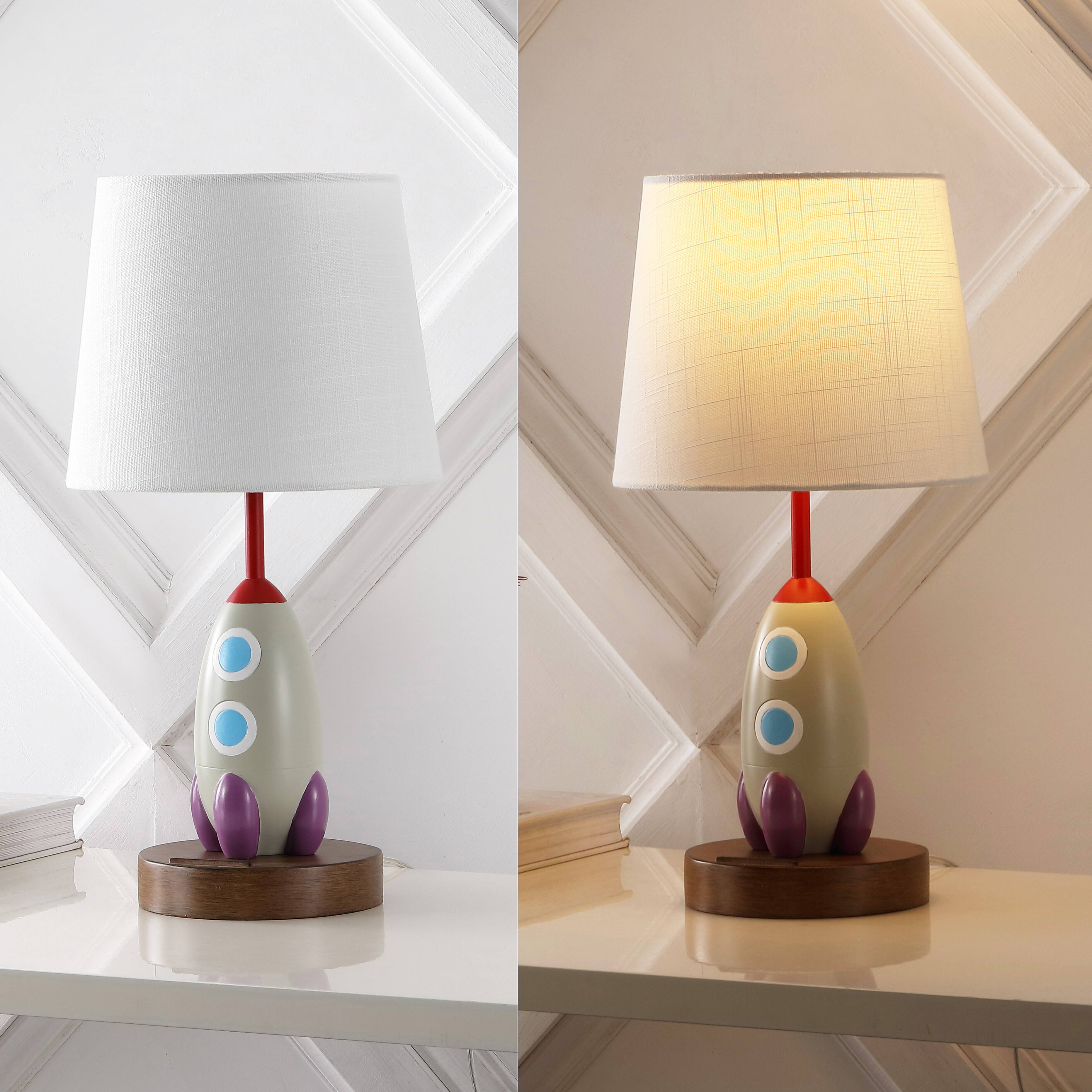 Alt View 4. Jonathan Y - Houston 17.5" Coastal Style Iron/Resin Rocket LED Kids' Table Lamp with Phone Stand and USB Charging Port, Multi-Color.