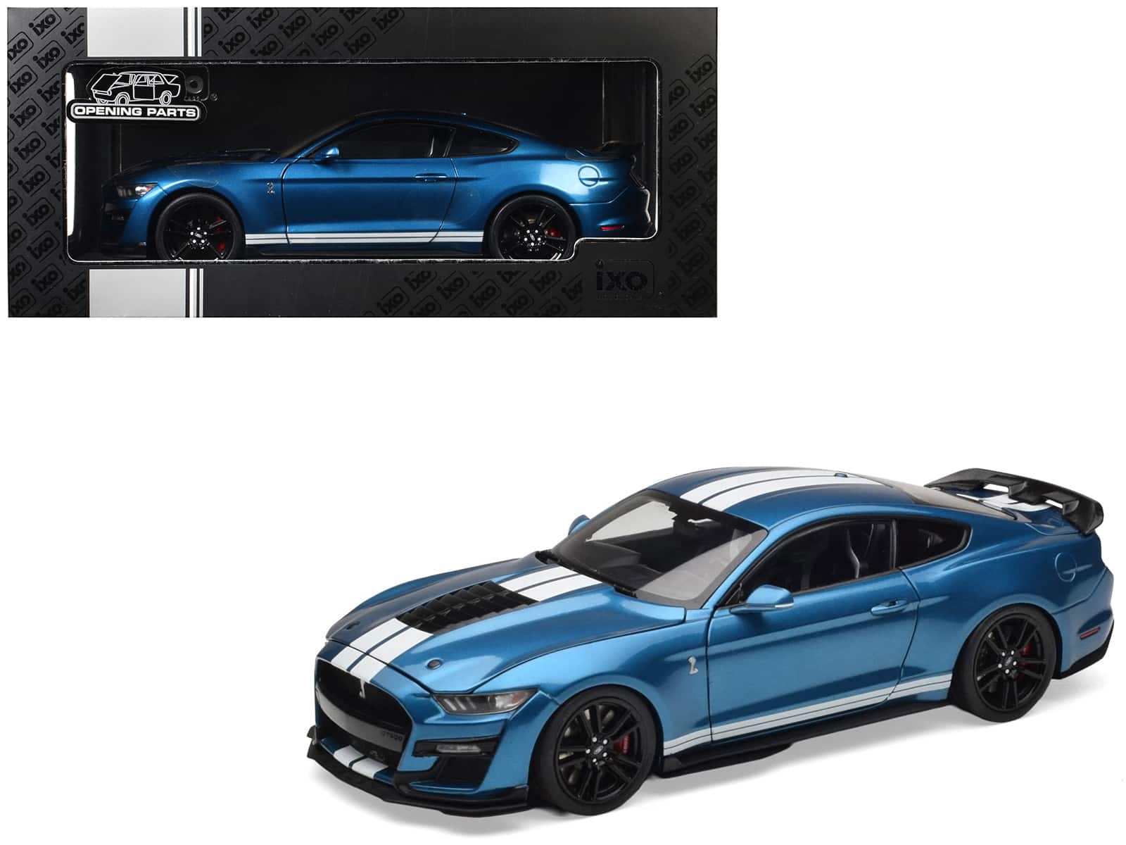 2022 Ford Mustang Shelby GT500 Blue Metallic with White Stripes 1/18 Diecast Model Car by IXO Models price history on PriceWatchPro