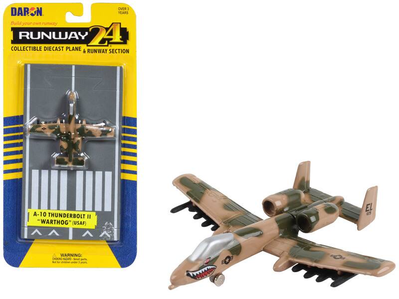 OVER 1 DARON N YEARS Build your own runway RUNWAY 24 COLLECTIBLE DIECAST PLANE & RUNWAY SECTION A-10 THUNDERBOLT II "WARTHOG" (USAF) EL 4 WARNING: CHOKING HAZARD - Small parts. Not for children under 3 years.