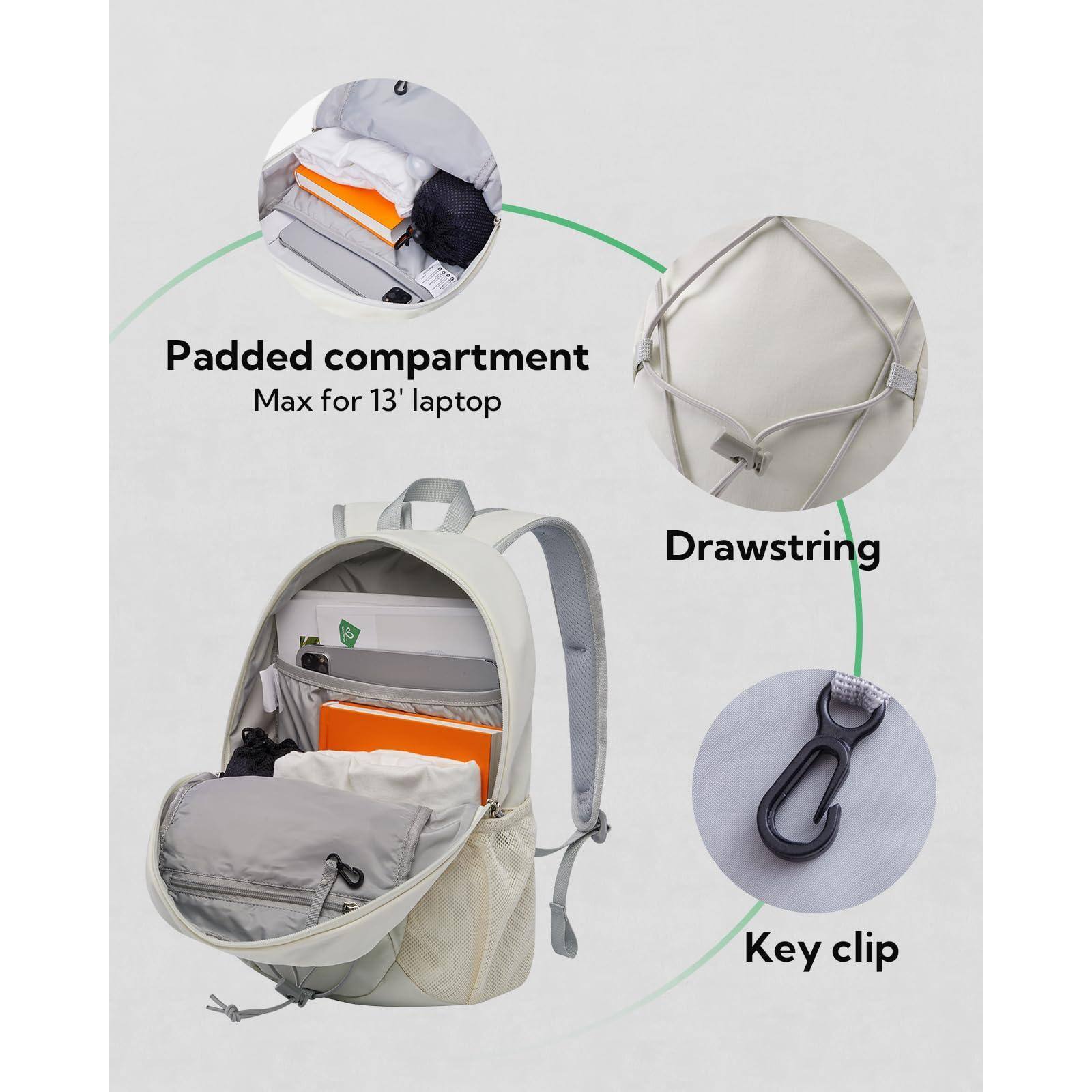 Back. Stamp n Camp - 12l Small Hiking Backpack: Day Pack Lightweight Travel Bag Camping Fitness Cycling Outdoor Sports Daypack For Women Men - Grey.