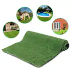 Front. MOOSOO - Artificial Turf Grass Indoor Outdoor 3x16 ft, 0.6 inch Realistic Fake Grass Turf Carpet For Patio Landscape Backyard - Green.