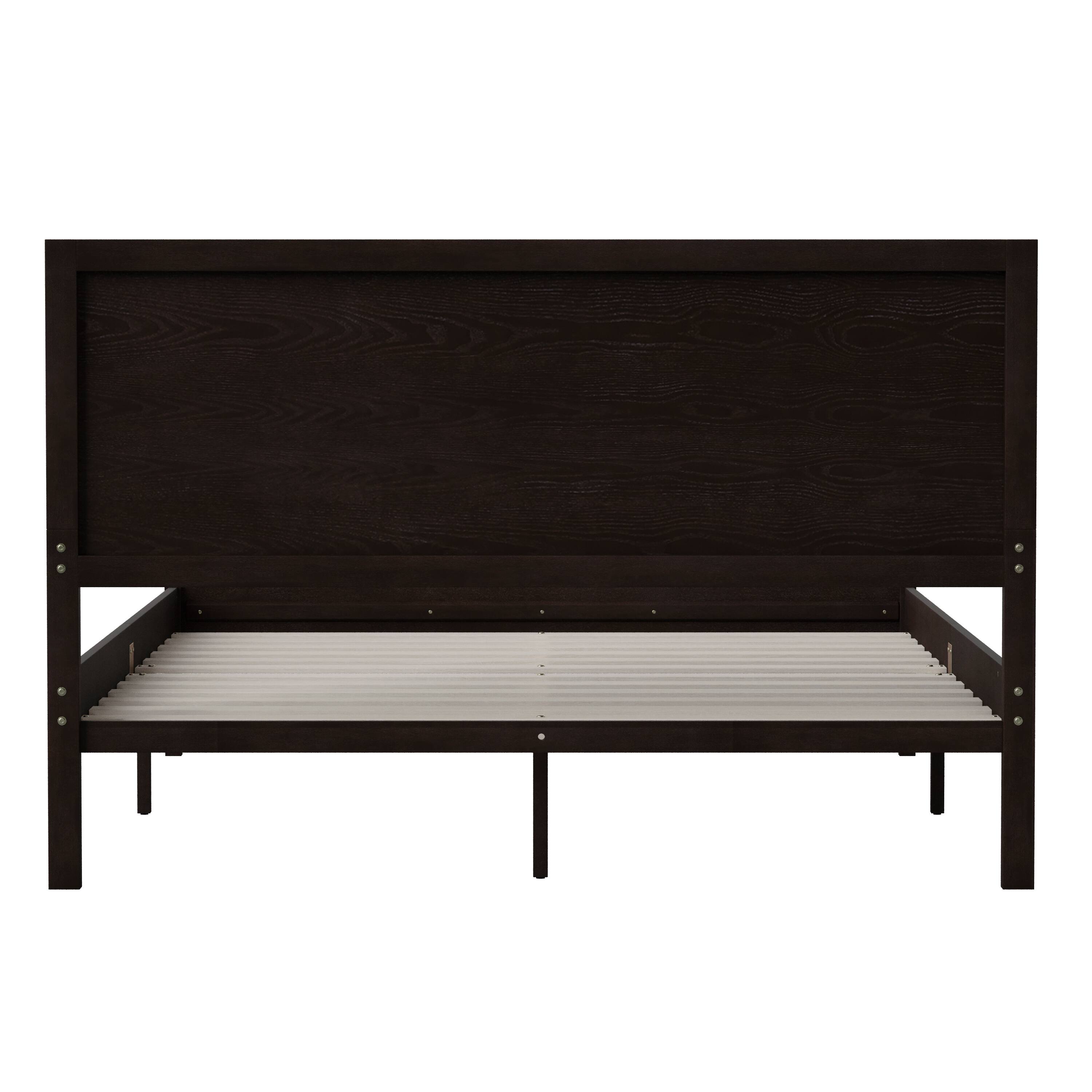 Alt View 7. Emma + Oliver - Ashton Classic Wooden Platform Bed with Headboard - Dark Brown.