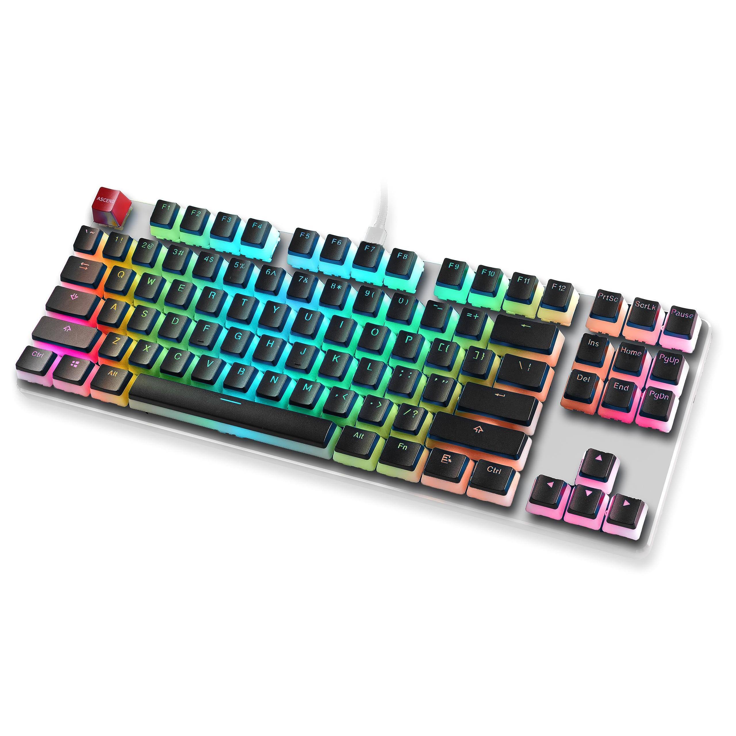 Comfort Essence - Glorious Aura V1 black Pudding Keycaps - Double Shot Pbt Translucent For Mechanical Keyboards Set Tkl Compact - Aura (Black)