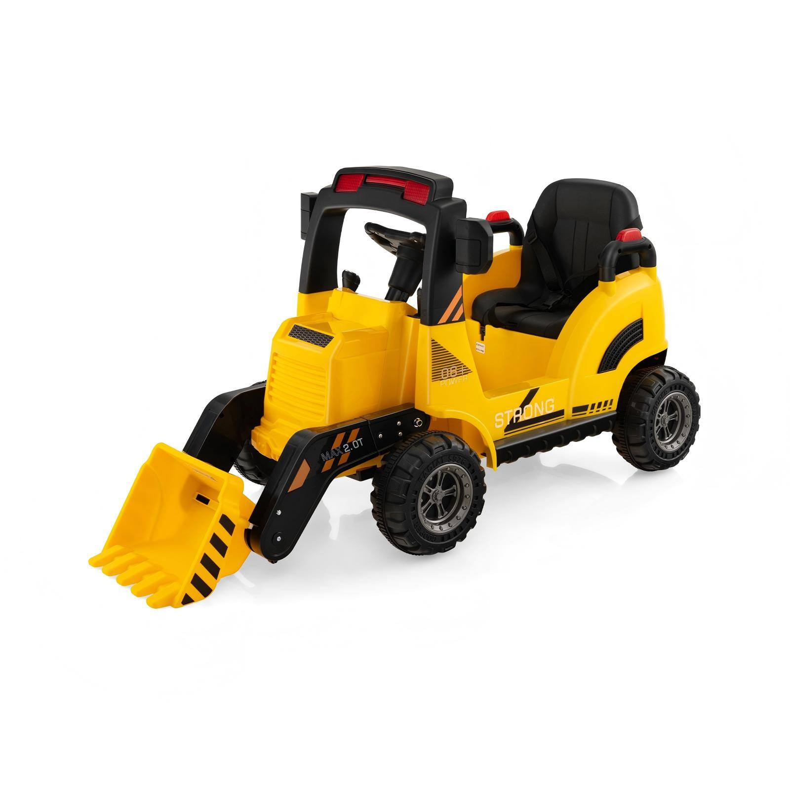 HONGGE - Kids Electric Ride On Excavator with Digging Arm and Sounds - Yellow