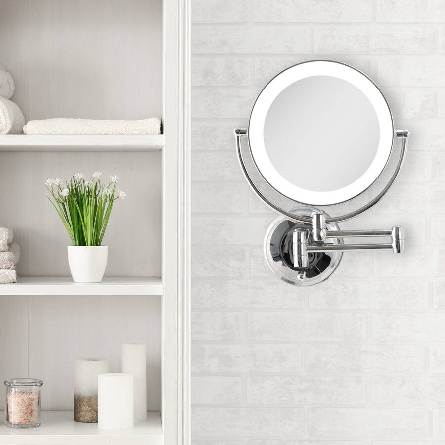 Alt View 2. Zadro - LED Lighted Wall Mounted Makeup Mirror with 10X/1X Magnifications & Extendable Arm - Polished Nickel.