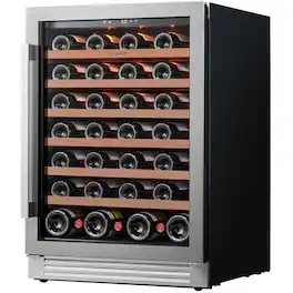 Ca'Lefort - 24 Inch Wine cooler Refrigerator , 54-bottle, 40-65°F, LED, 5.65 cu.ft, built-in/freestanding, For Home Bar Office - Stainless Steel