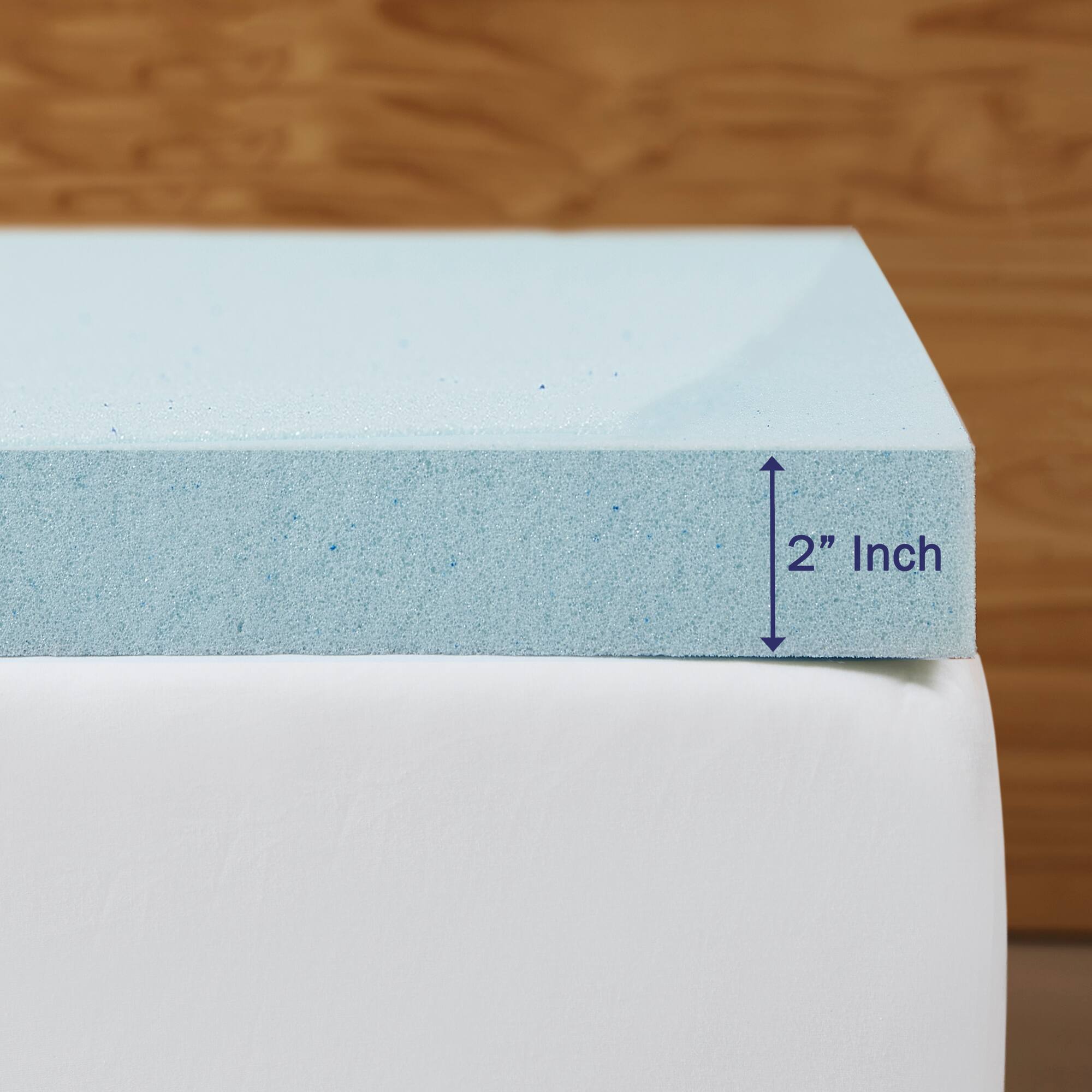 Left. Sweet Home Collection - Gel Memory Foam Mattress Topper CertiPUR-US Certified - Full - Blue.