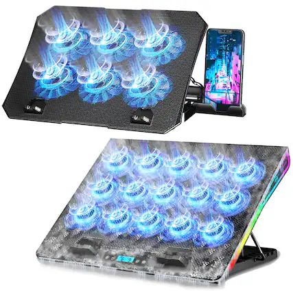 Front. HongFei - S039 Laptop Cooler and Gaming Laptop Cooling Stand AA2 Set - Black.