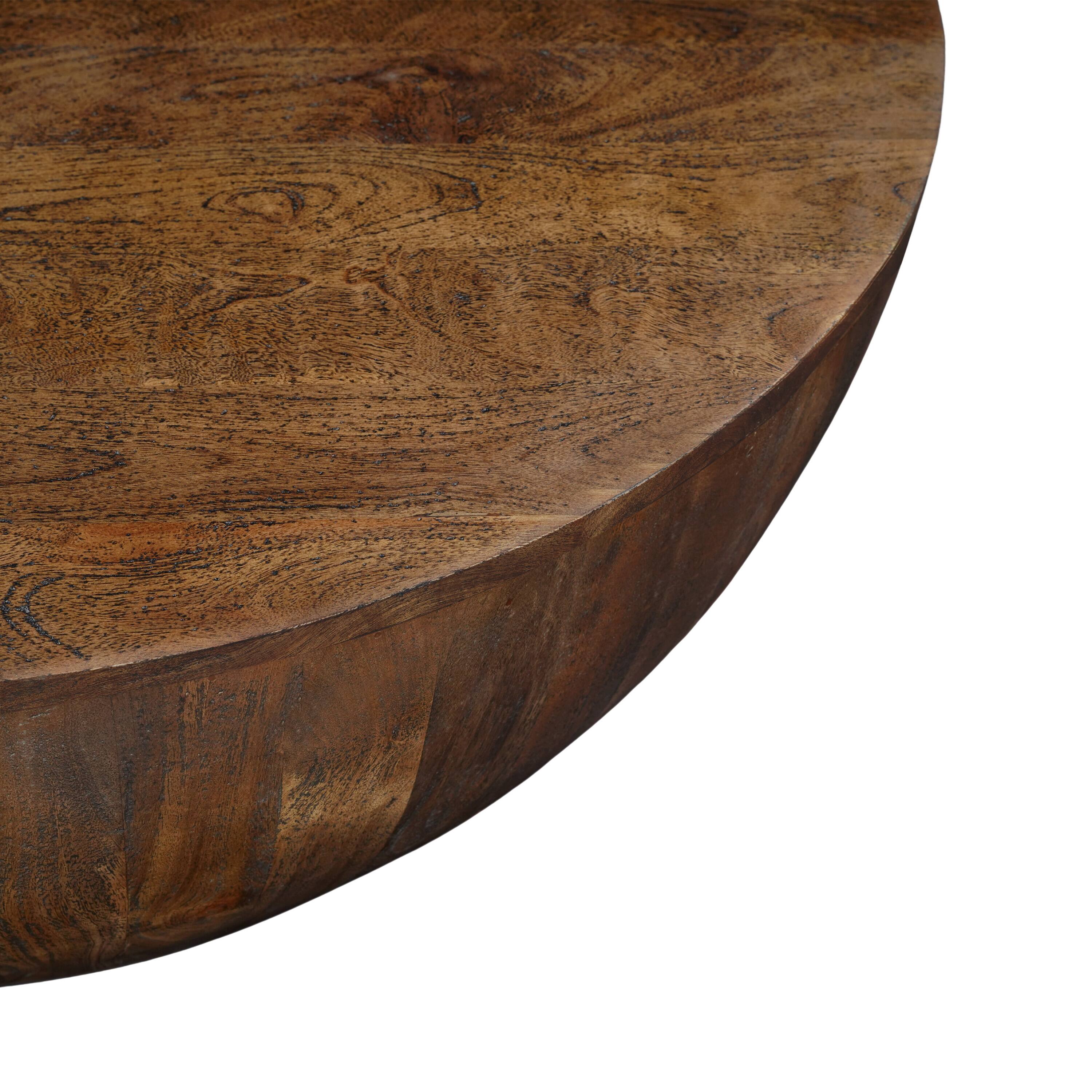 Alt View 2. Manhattan Lane - Arthur Coffee Table | 35.5" Round Top | Drum Shaped - Brown.