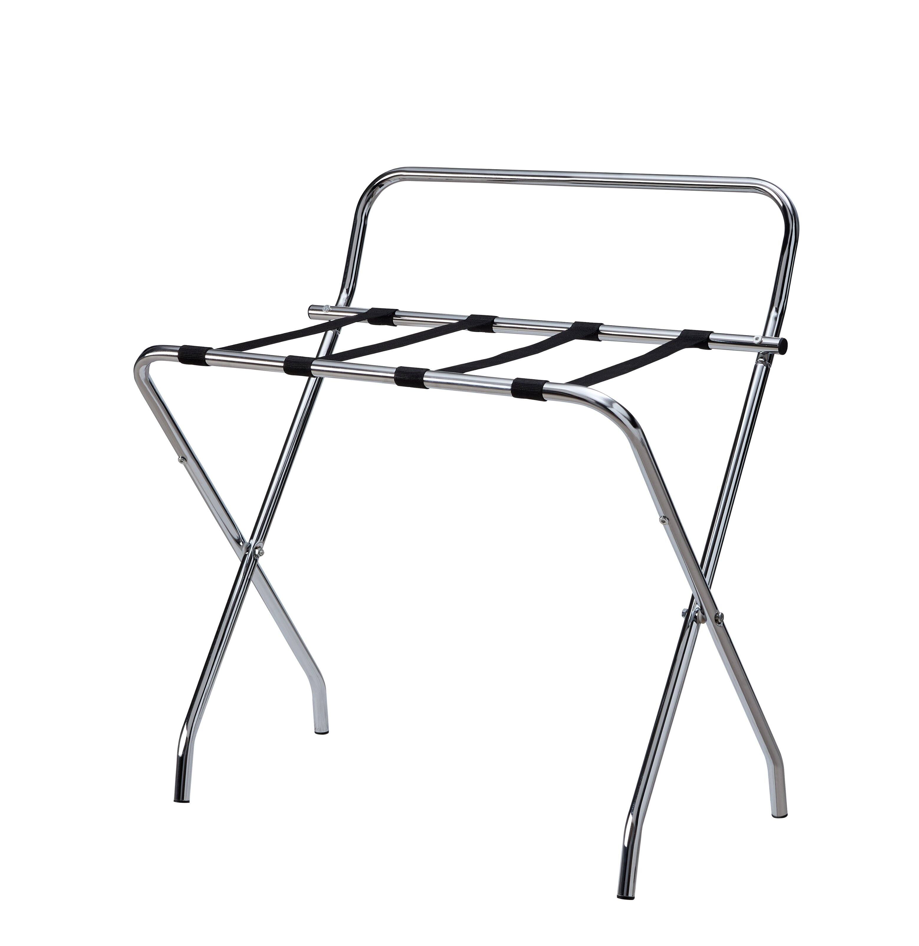 Angle. Kings Brand Furniture - Kings Brand Furniture Foldable Luggage Rack with Straps Heavy Duty Suitcase Stand - Chrome.