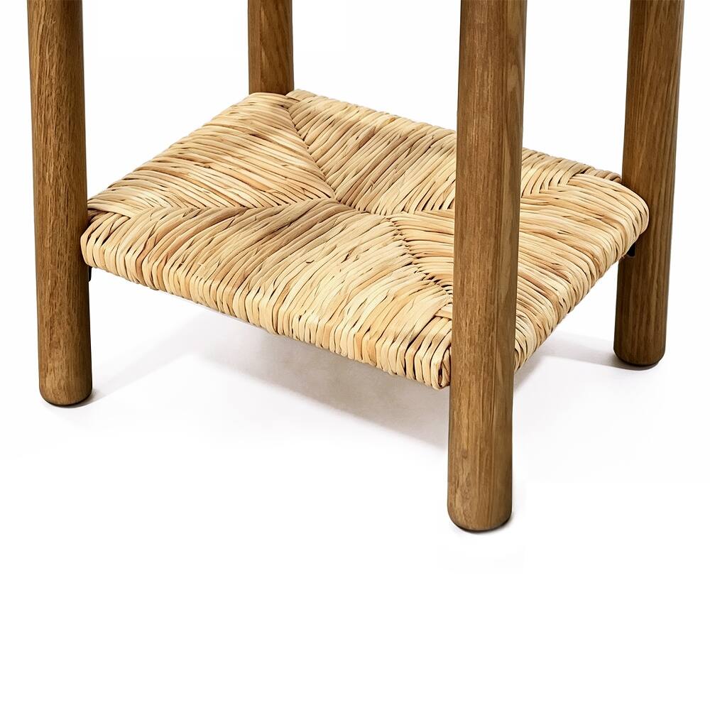 Alt View 8. Loheer - Loheer Walnut Nightstand Solid Wood End Table with Drawer Jute Shelf Rounded Edge Bedside Table for Bedroom Living Room - Walnut.