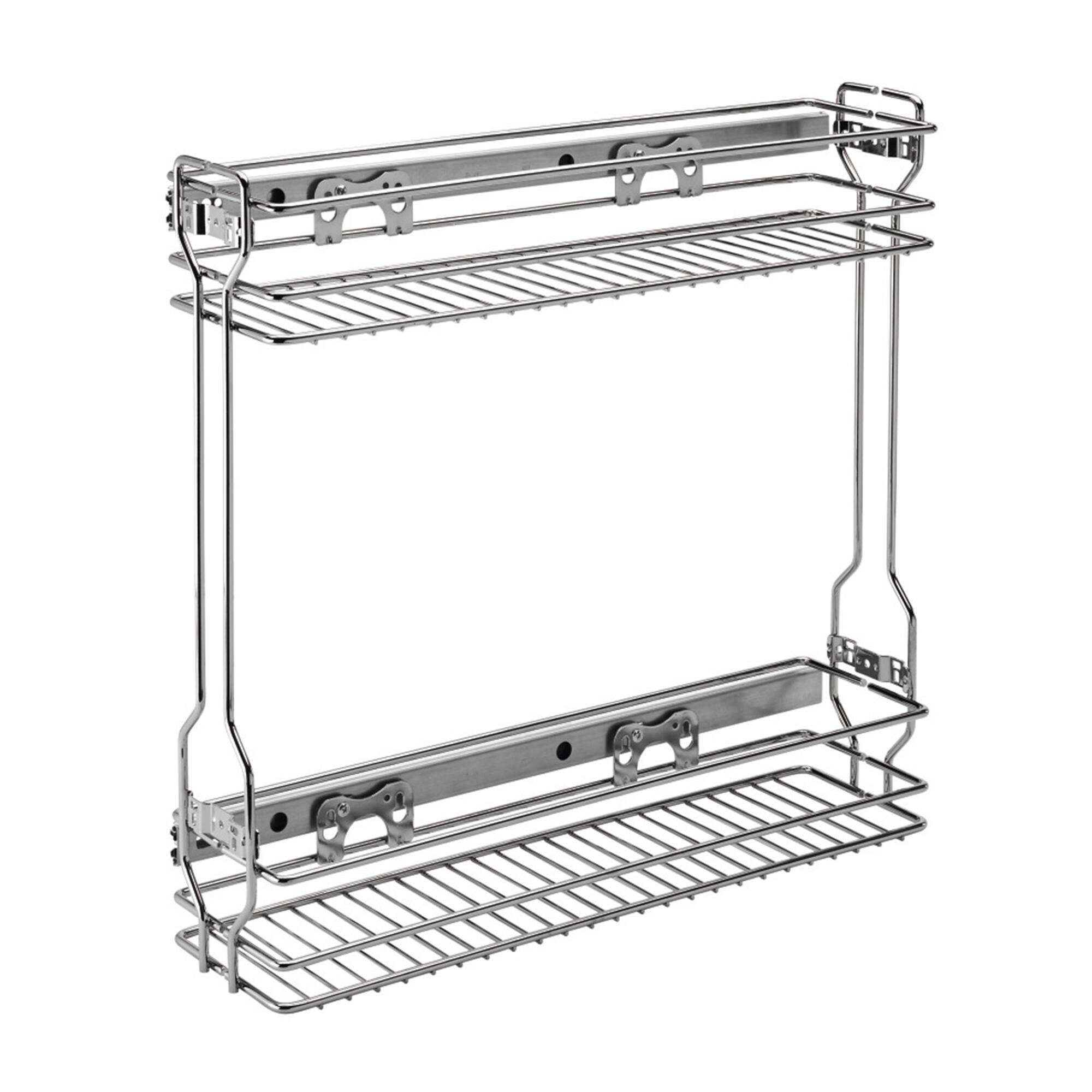 Front. Rev-A-Shelf - Rev-A-Shelf 18" Pullout Side Mount Two-Tier Kitchen Cabinet Organizer, 548-06CR-1 - Silver.