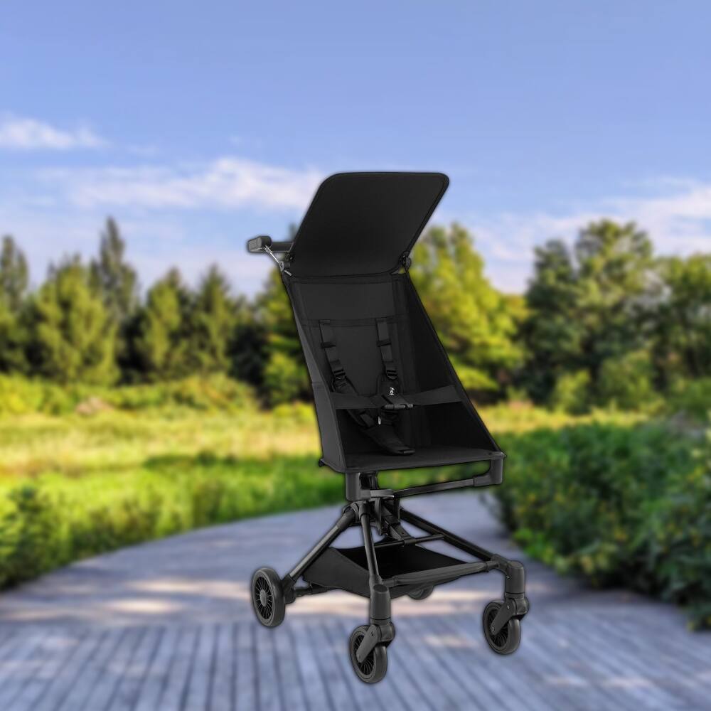 Front. Hivvago - Compact Travel Stroller for Airplane with All-Terrain Wheels and Foldable Design - Black.