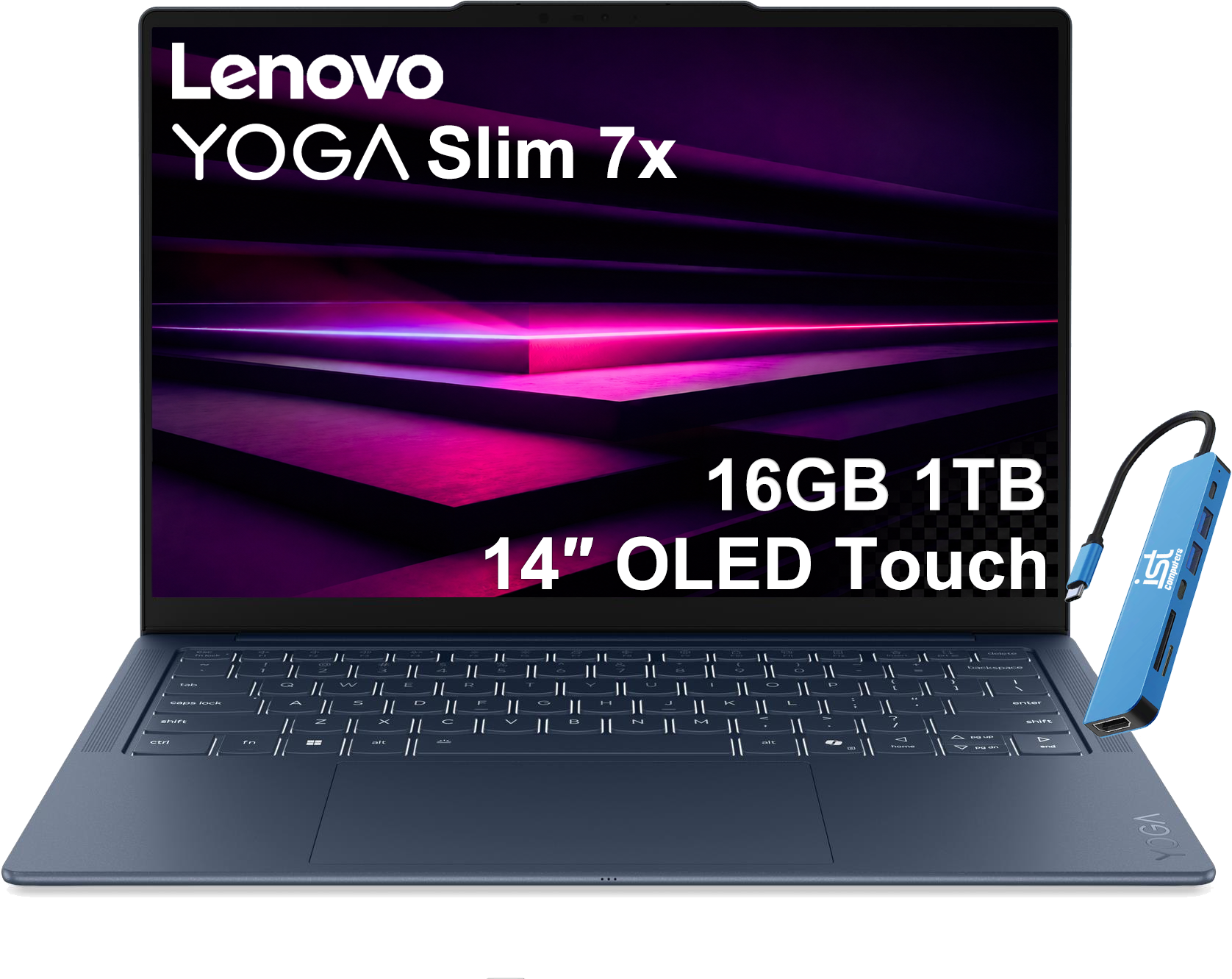 Lenovo - Yoga Slim 7x 14" FHD+ OLED Touch Laptop - Copilot+ PC - Snapdragon X2 Plus 2026 - 16GB RAM- 1TB SSD - 9.2MP IR Webcam - Blue