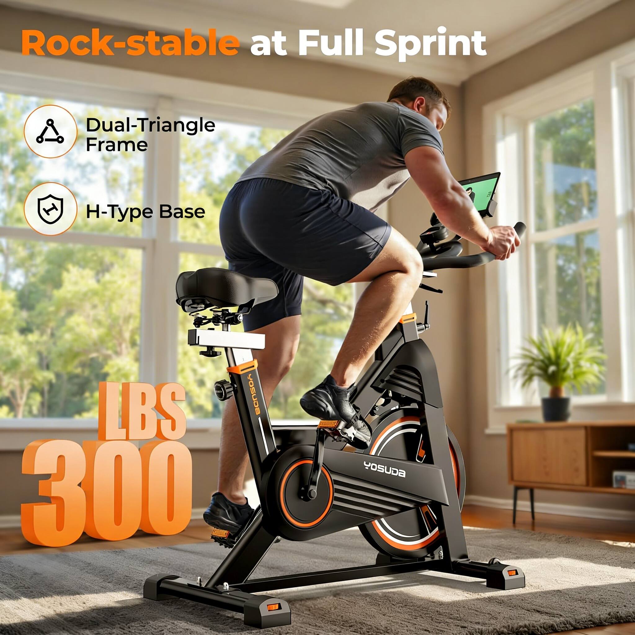 Rock-stable at Full Sprint  
Dual-Triangle Frame  
H-Type Base  
LBS 300
