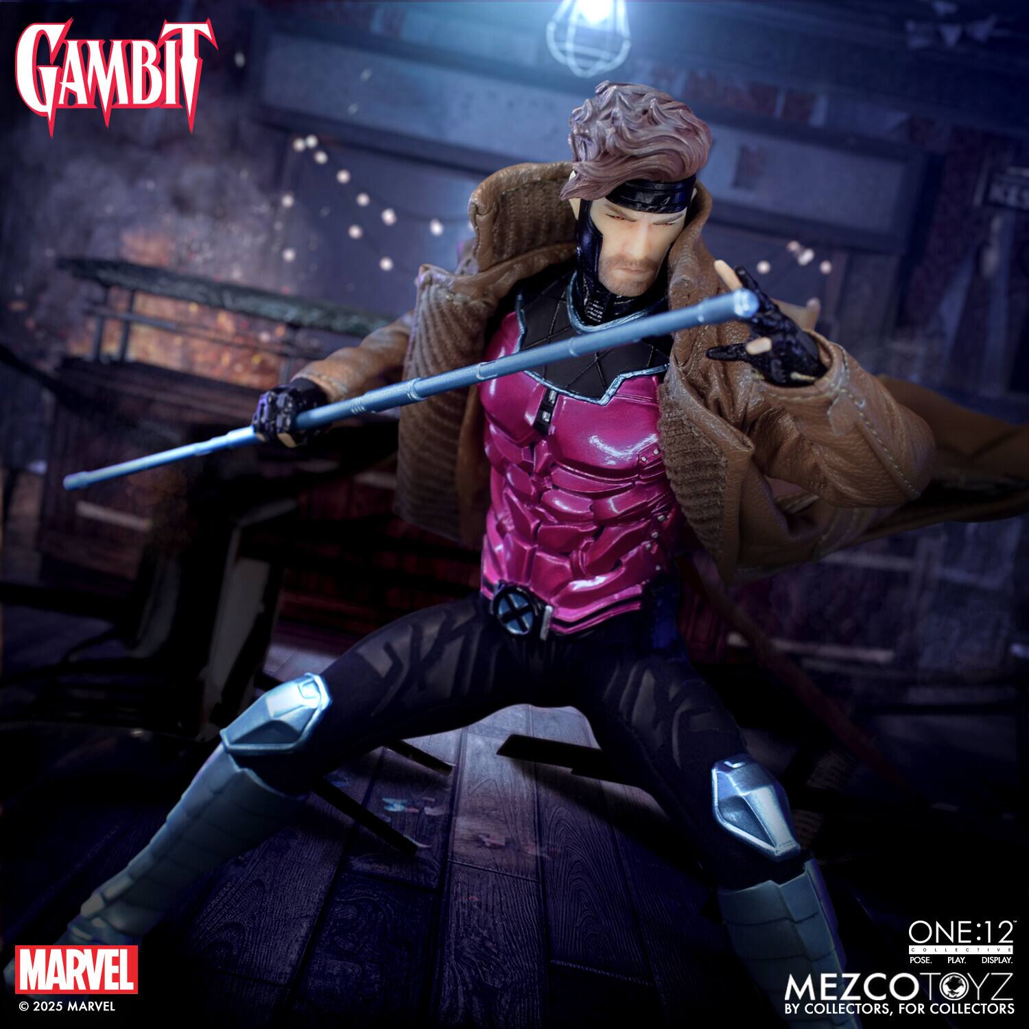 GAMBIT  
MARVEL 2025 MARVEL  
ONE:12 COLLECTIVE - POSE PLAY. DISPLAY  
MEZCOTOYZ BY COLLECTORS, FOR COLLECTORS