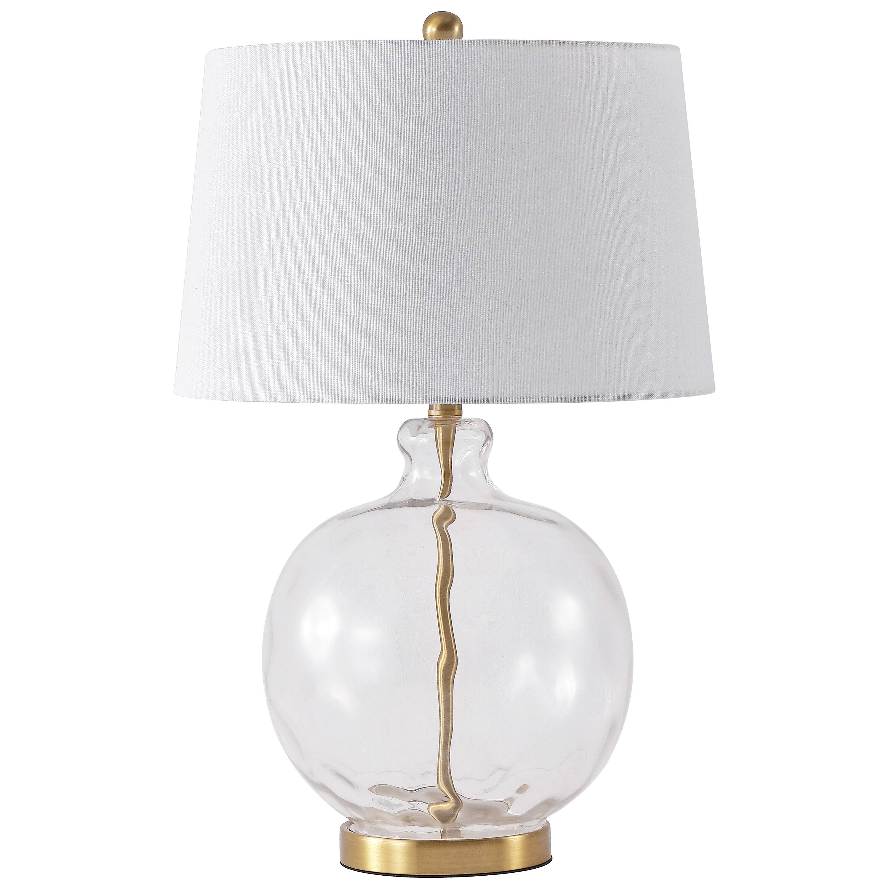 Alt View 7. Jonathan Y - Rae 26.5" Contemporary Glam Clear Glass and Brass Gold Metal Gourd Table Lamp for Living Room - Light Brown.