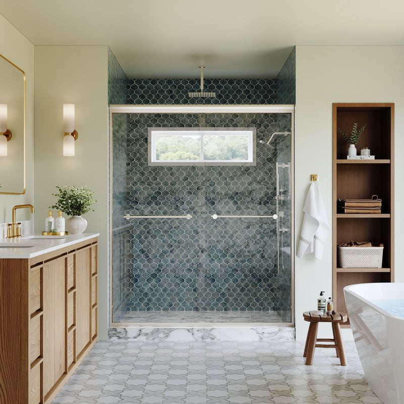 WELLFOR - 56-60 in. W x 72 in. H Framed Sliding Shower Door with 1/4 in. Clear Tempered Safety Glass,Reversible - Brushed Nickel price history on PriceWatchPro