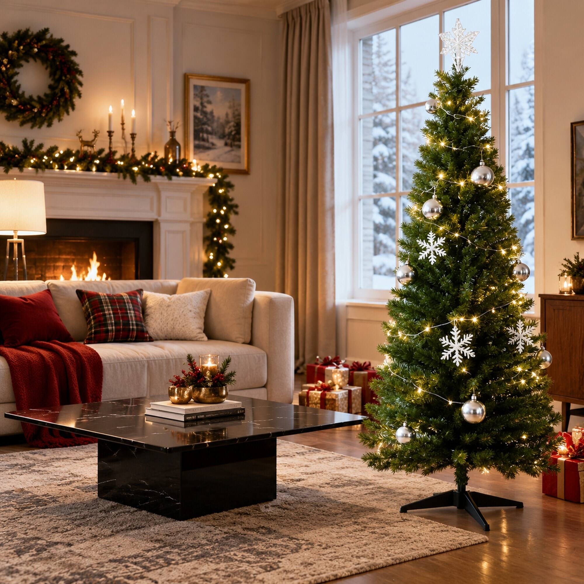 RYHNUYNE Artificial Pencil Slim Christmas Tree With Plastic Stand ...