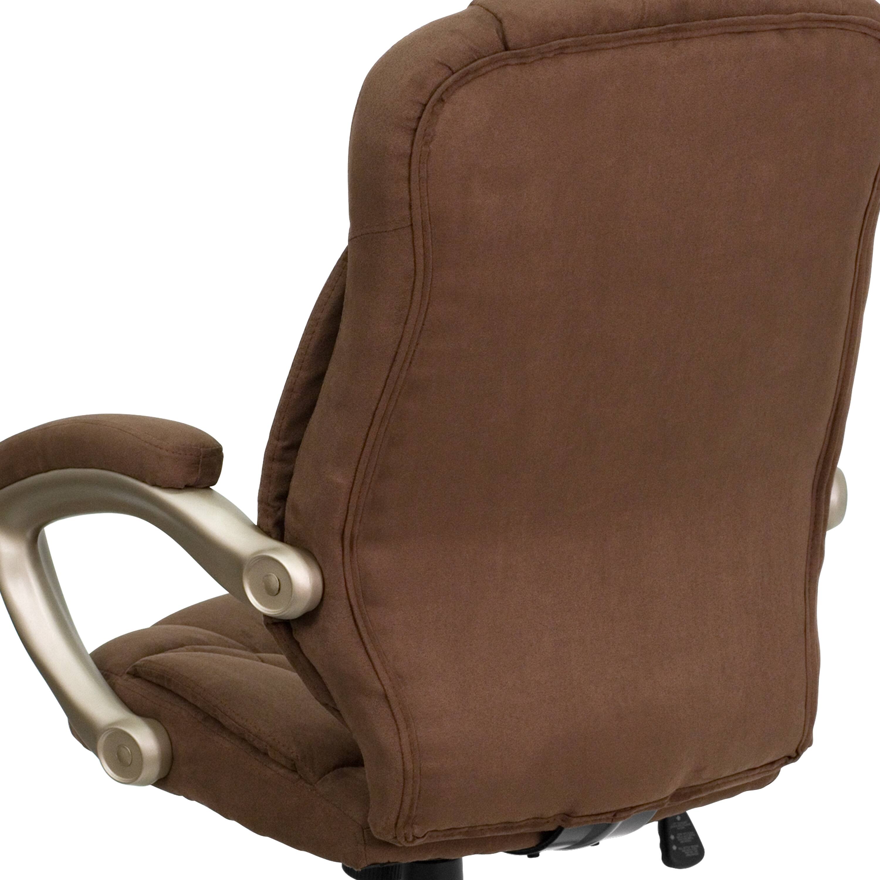 Alt View 9. Emma + Oliver - High Back Executive Ergonomic Office Chair with Silver Nylon Base and Arms - Brown Microfiber.
