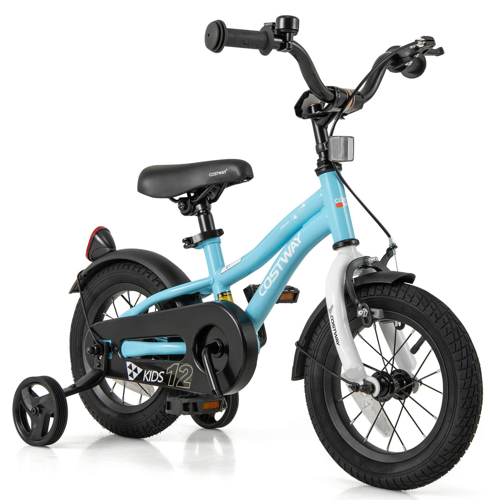 Costway - 12" Kids Bike for 3-4 Years Old Boys & Girls with Adjustable Seat Handbrake Reflectors - Blue