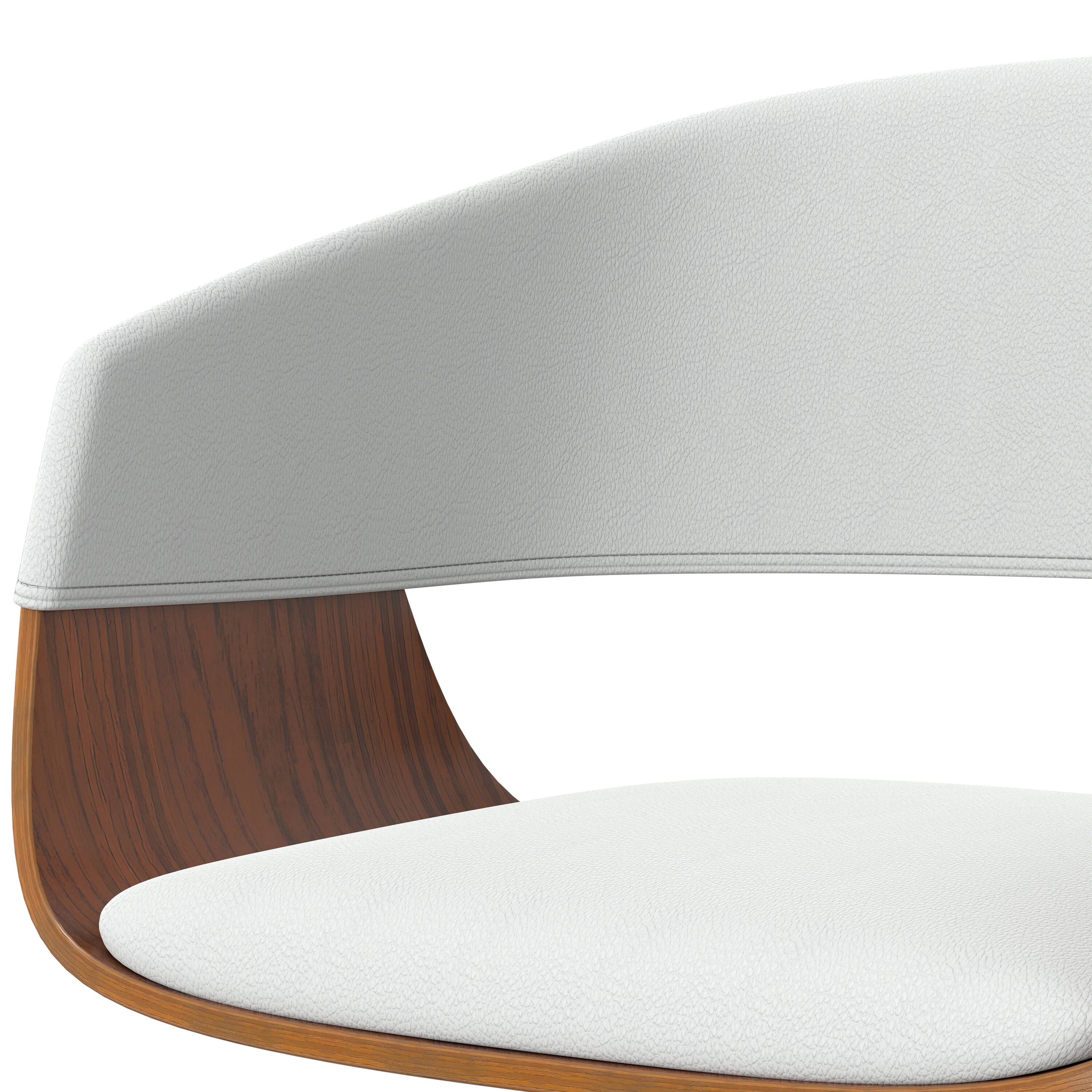 Alt View 7. Simpli Home - Lowell Mid Century Modern 33 inch Adjustable Swivel Bar Stool in White Faux Leather - White.