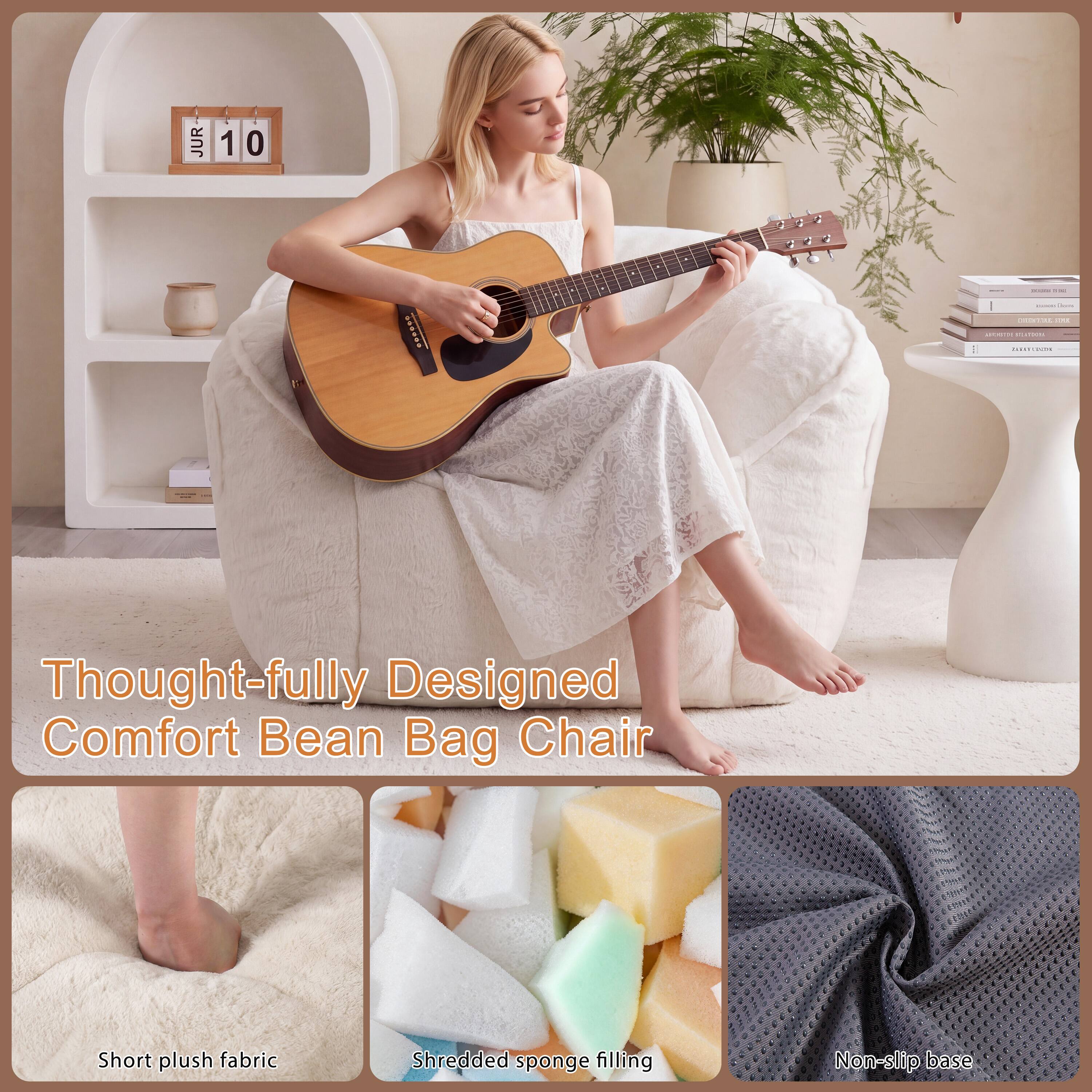 JUR 10

Thought-fully Designed Comfort Bean Bag Chair
Short plush fabric
Shredded sponge filling
Non-slip base