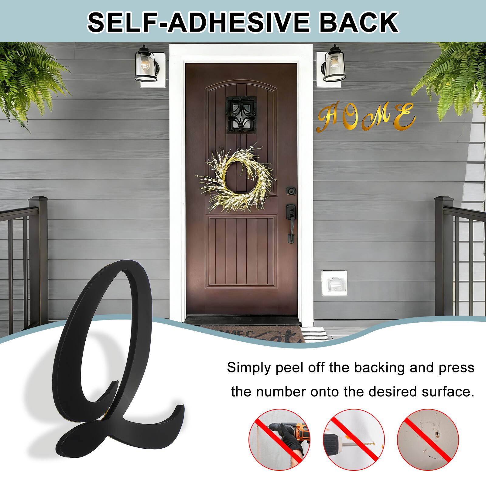 SELF-ADHESIVE BACK

Simply peel off the backing and press the number onto the desired surface.
