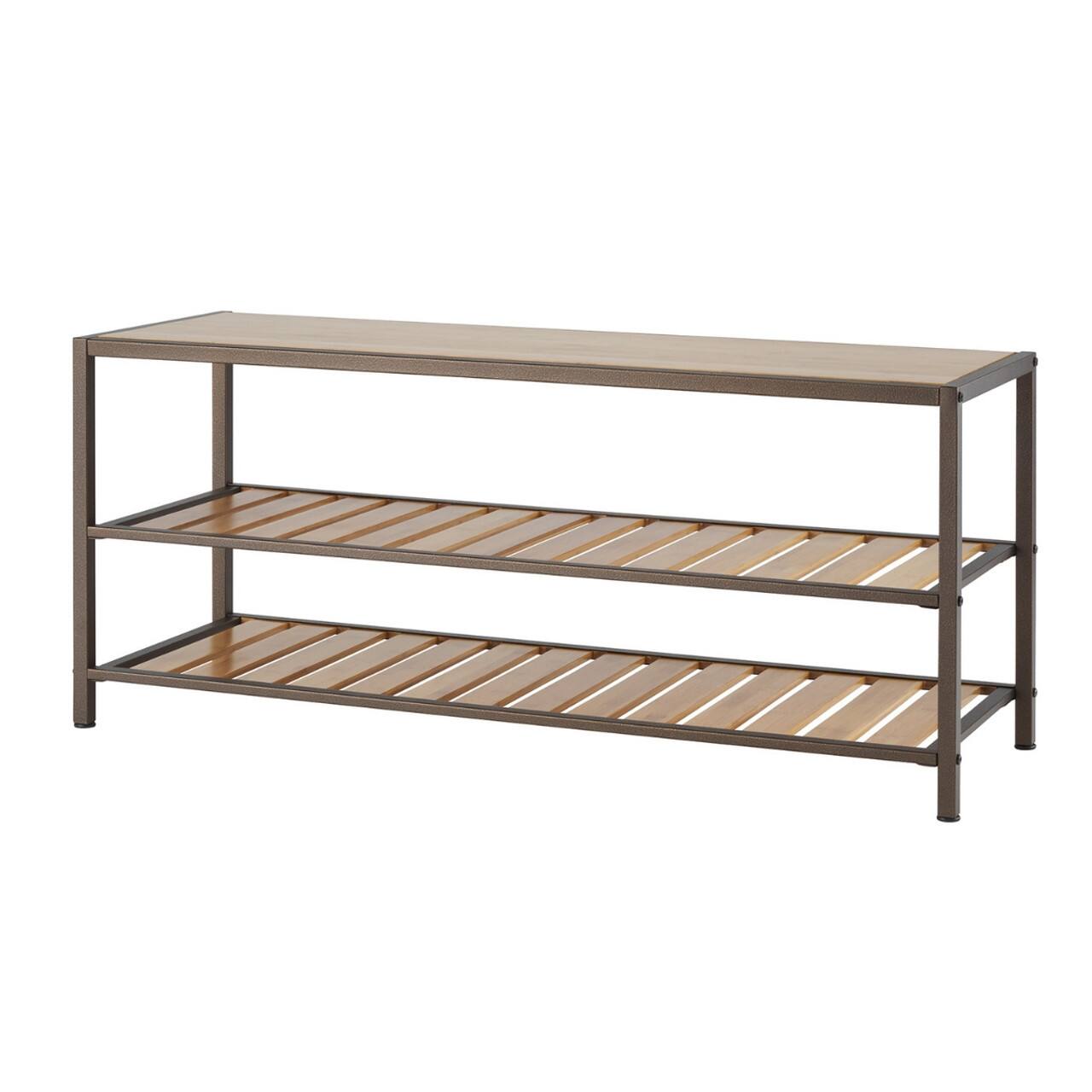 Left. TRINITY - 3-Tier Bamboo Shoe Bench Bronze Anthracite - Bronze Anthracite®.