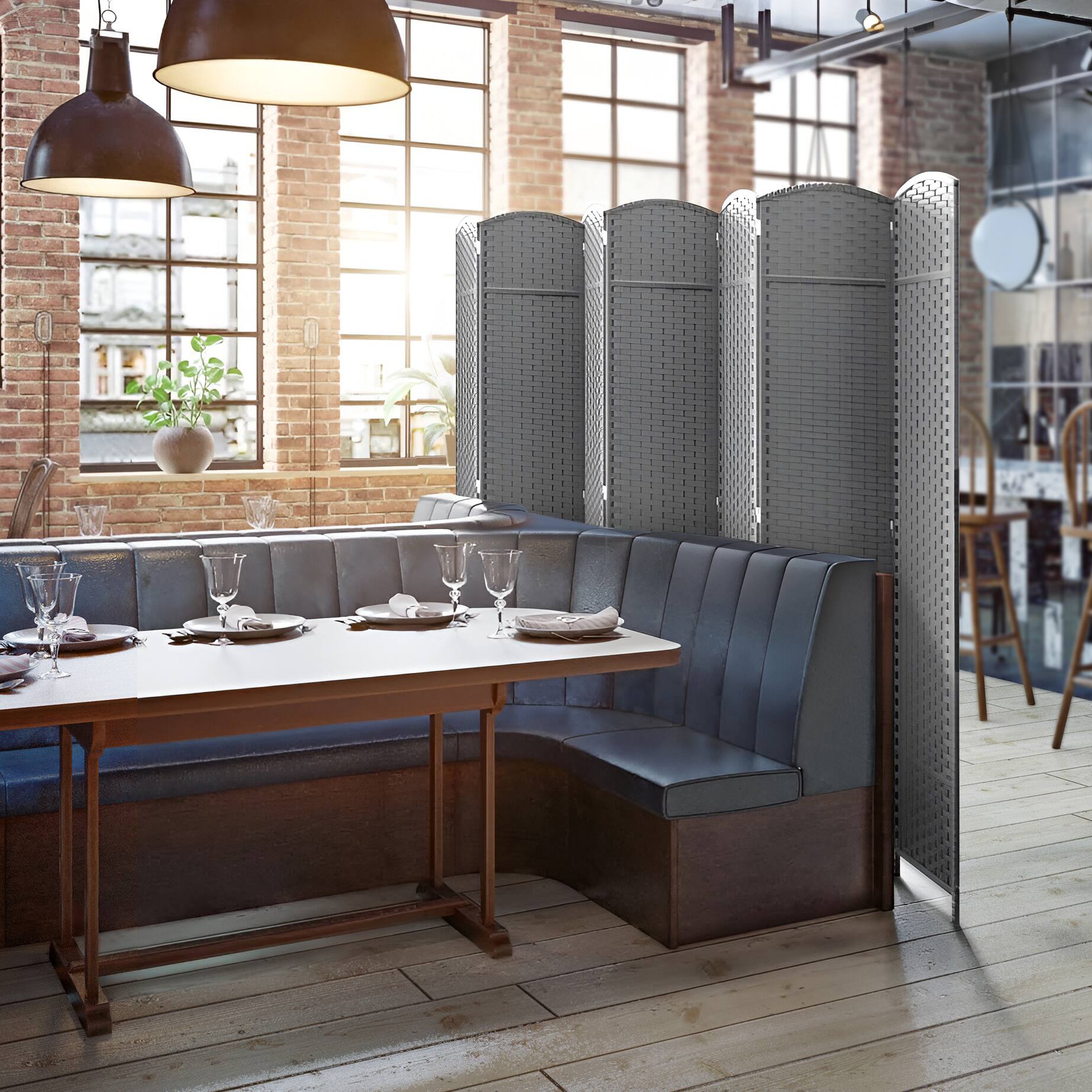 Alt View 6. Sorbus - Sorbus Extra Wide Double Hinged 7-Panels Partition Room Dividers, Light Gray - Light Gray.