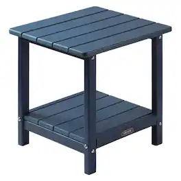VEVOR - Outdoor Side Table, 17.72W x 14.96D x 17.32H Inch, Double Layer HDPE Outside End Table for Easy Maintenance - Blue
