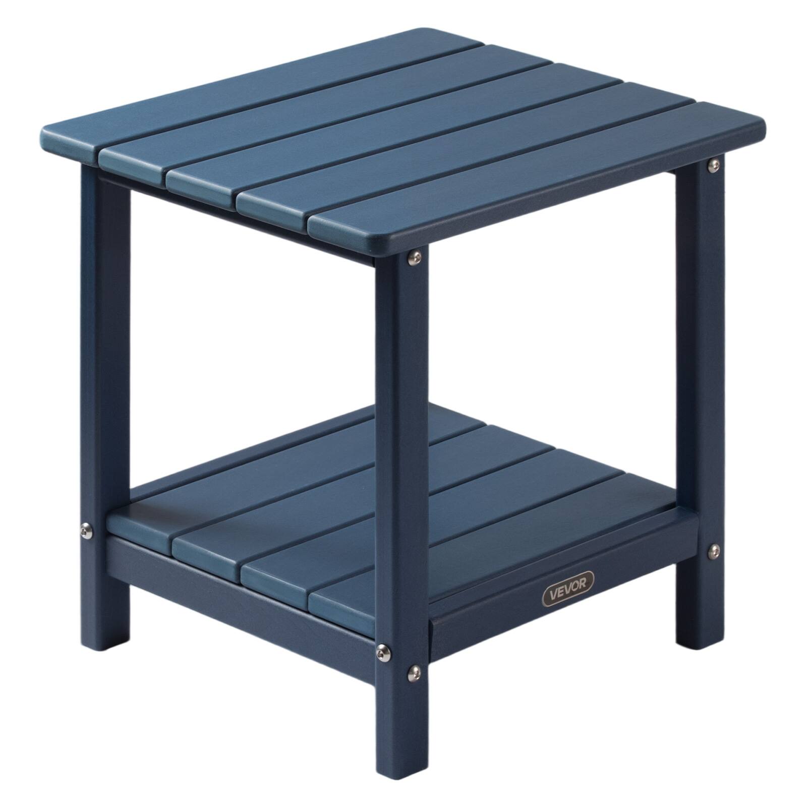 Front. VEVOR - Outdoor Side Table, 17.72W x 14.96D x 17.32H Inch, Double Layer HDPE Outside End Table for Easy Maintenance - Blue.