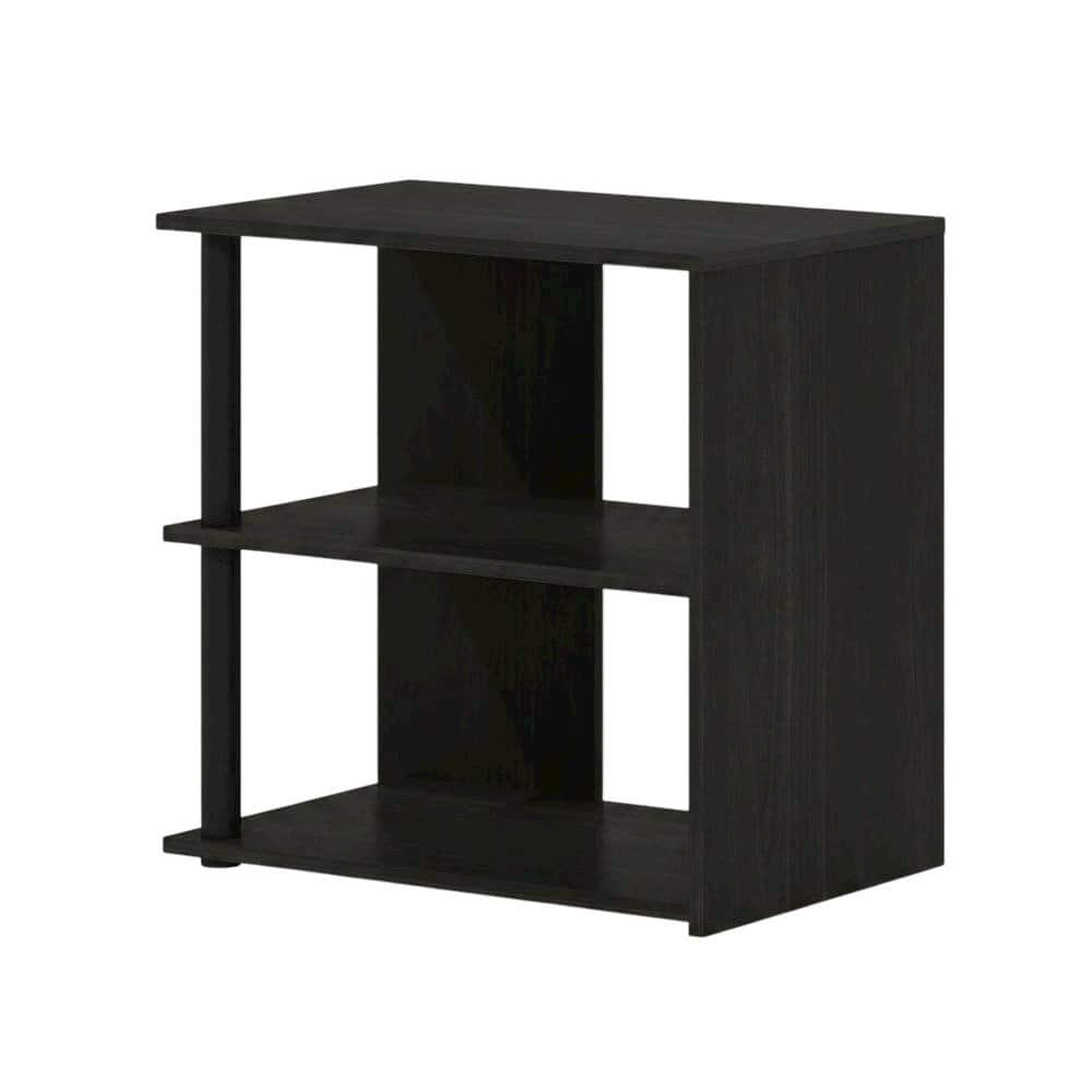 FurniFact - Espresso and Black 2-Tier End Table with Modern Design - Espresso/Black