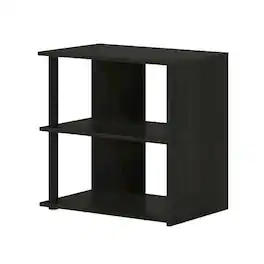 FurniFact - Espresso and Black 2-Tier End Table with Modern Design - Espresso/Black