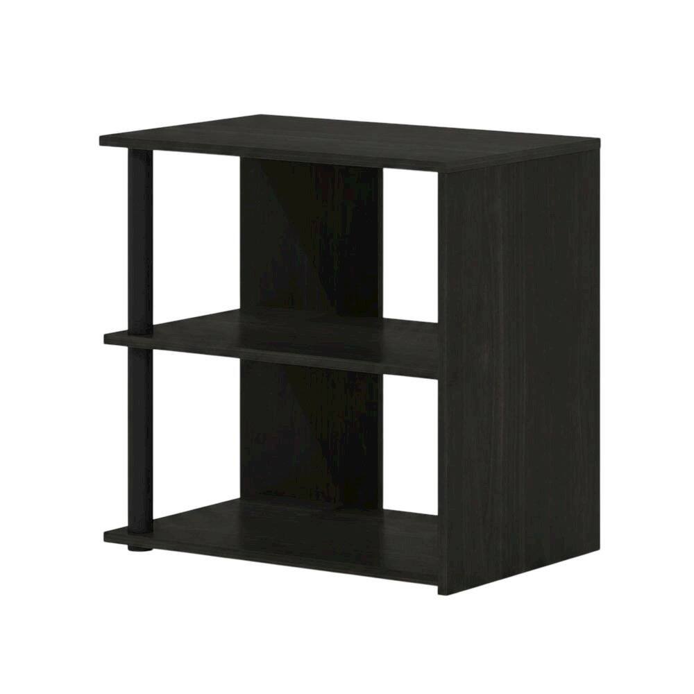 Front. FurniFact - Espresso and Black 2-Tier End Table with Modern Design - Espresso/Black.