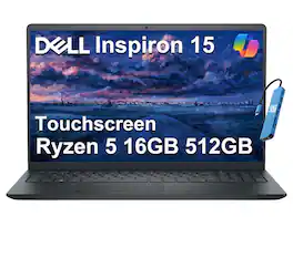 Dell - Upgraded - Inspiron 15 15.6" FHD Touchscreen Laptop - AMD Ryzen 5 with 16GB Memory - 512GB SSD - Windows 11 - Jet Black