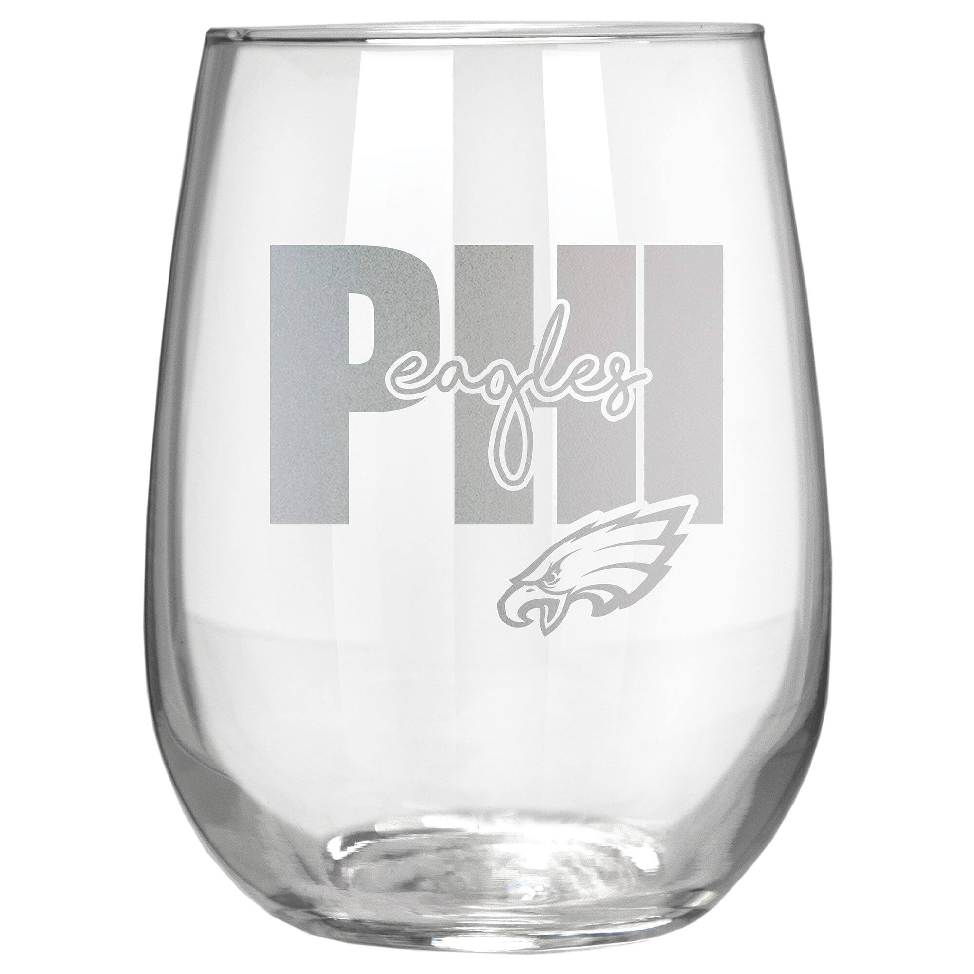 Front. Great American Products - Philadelphia Eagles Etched 17oz. City Stemless Wine Glass - Multicolor.
