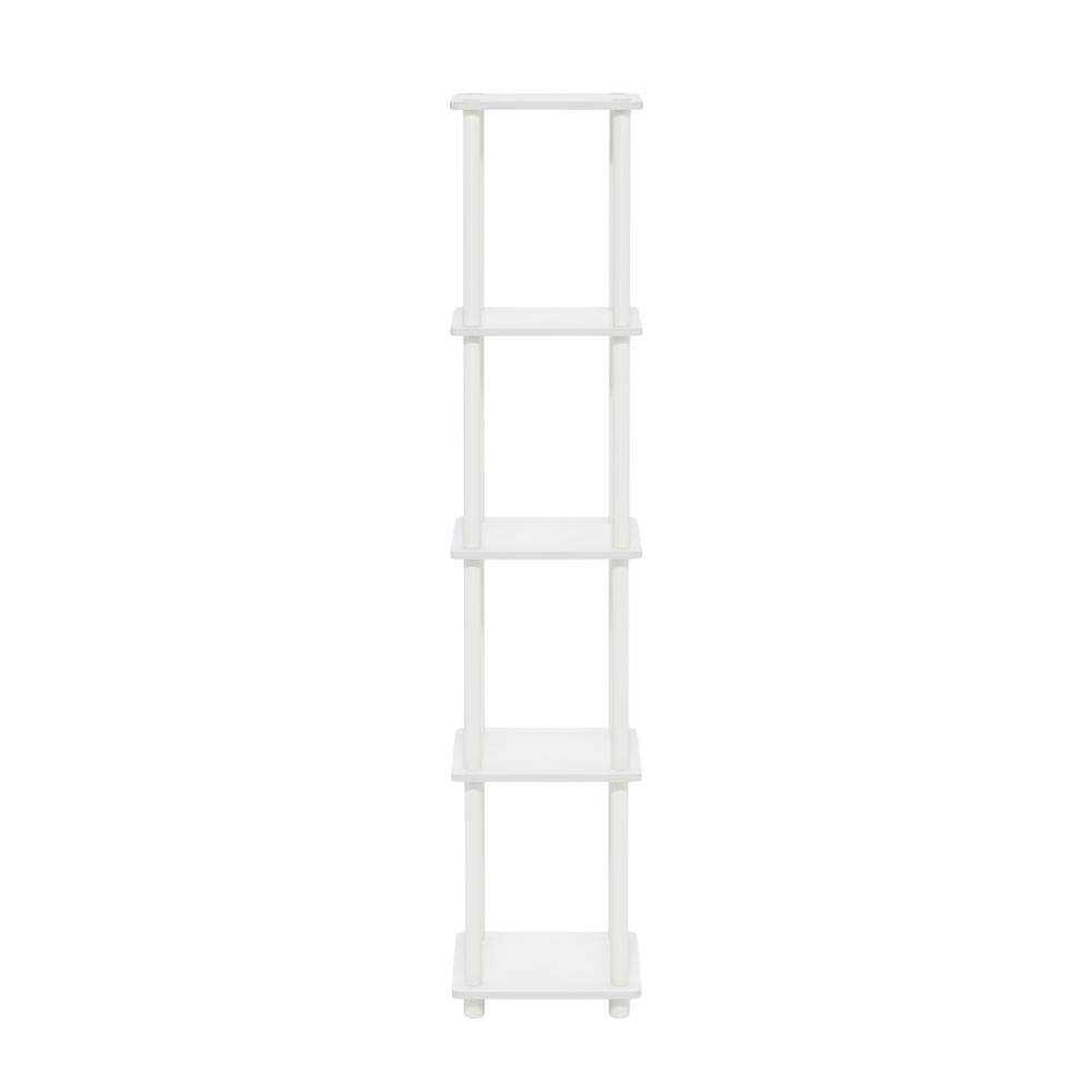 Back. FurniFact - Engineered Wood Bookcase with Tall Storage and Stylish Finish - White/White.